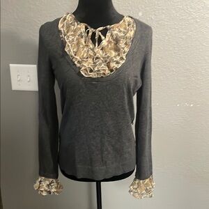Gray Ruffled Women's Top